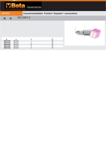 Beta 861PZ/C 1 Csavarhúzóbetét Pozidriv®-Supadriv® csavarokhoz PZ1