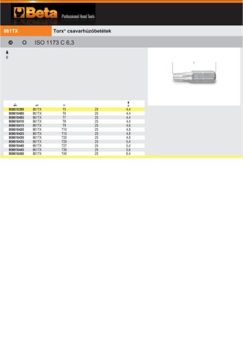 Beta 861Tx 20 Torx® csavarhúzóbetét T20