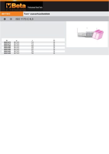Beta 861Tx/C 20 Torx® csavarhúzóbetét T20
