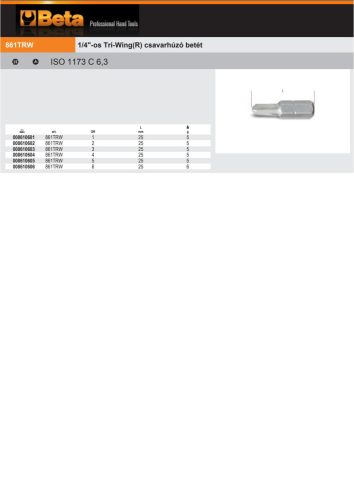Beta 861TRW 1 1/4"-os Tri-Wing(R) csavarhúzó betét 1