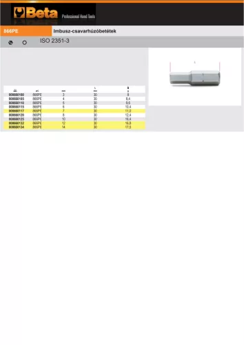 Beta 866PE 7 Imbusz-csavarhúzóbetétek 7mm