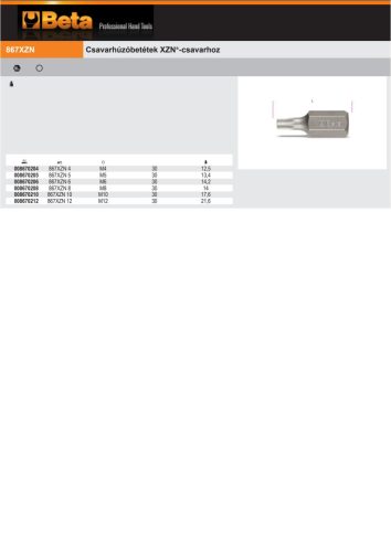 Beta 867xZN 8 Csavarhúzóbetétek xZN®-csavarhoz M8