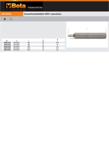 Beta 867xZN-L 8 Csavarhúzóbetétek xZN®-csavarhoz M8