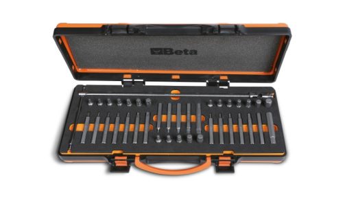 Beta 867/C38 38 részes RIBE® betétből álló készlet 10 mm-es, 1 csuklós T betéttartóval lágy hőformázott tálcán és lemezdobozban