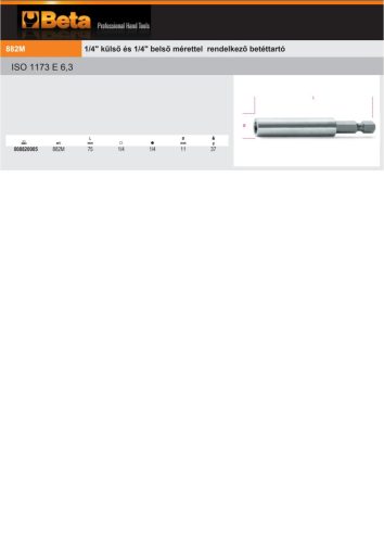 Beta 882M 1/4" külső és 1/4" belső mérettel rendelkező betéttartó