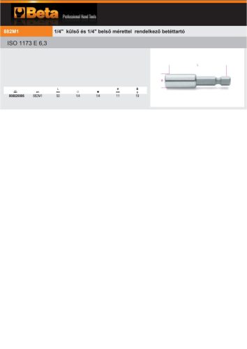 Beta 882M1 1/4" külső és 1/4" belső mérettel rendelkező betéttartó