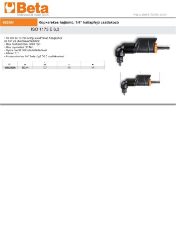 Beta 882AN Sarokcsavarozó adapter 1/4"