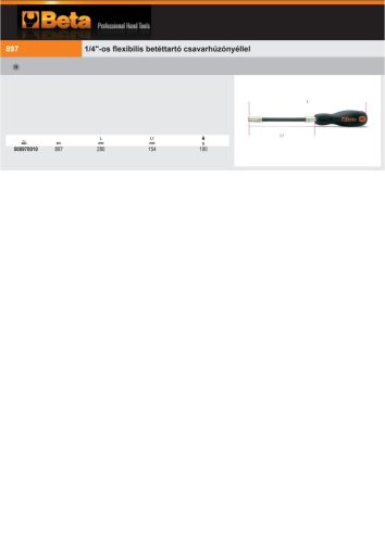 Beta 897 Flexibilis betéttartó csavarhúzónyéllel 1/4"-os