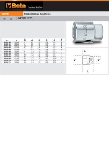 Beta 900MB Tizenkétszögű Dugókulcs 11mm
