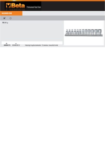 Beta 900MB/SB12 12 részes 1/4"-os tizenkétszögő dugókulcs szerszám készlet (900MB) 4-5-5,5-6-7-8-9-10-11-12-13-14 mm