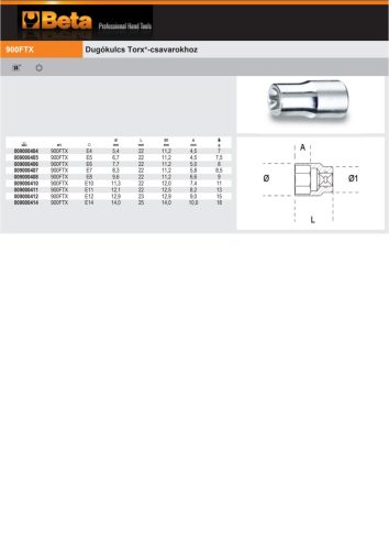 Beta 900FTX 12 Dugókulcs Torx®-csavarokhoz E12