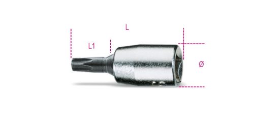Beta 900TX 06 1/4"-os Torx®-imbusz Dugókulcs, krómozott, fekete hegyek T6