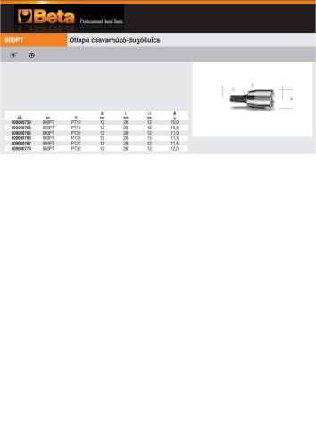Beta 900PT Ötlapú csavarhúzó-Dugókulcs PT27