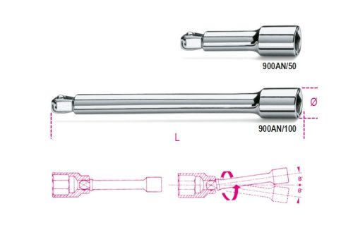 Beta 900AN/100 1/4”-os gömbvégű toldó 100mm