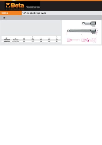 Beta 900AN/50 1/4”-os gömbvégű toldó 50mm