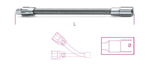 Beta 900FL 150 1/4"-os flexibilis toldó, krómozott 150mm