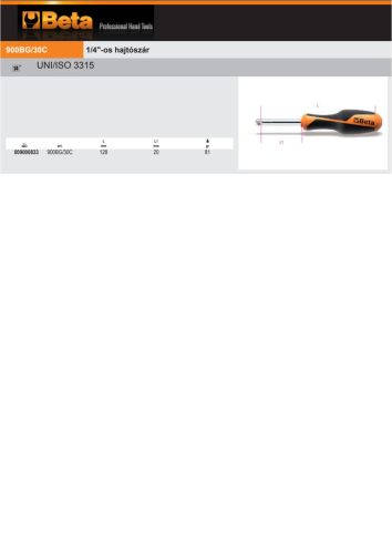 Beta 900BG/30C 1/4"-os hajtószár 128mm