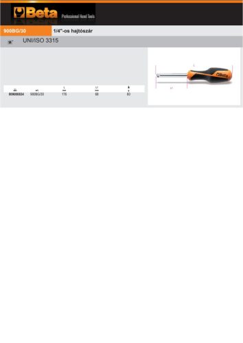 Beta 900BG/30 1/4"-os hajtószár 176mm