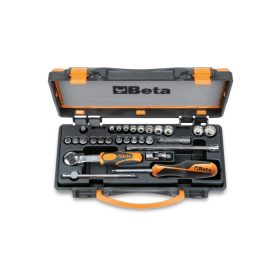   Beta 900MB/C28 28 részes készlet 11 tizenkétszögű Dugókulcs, 11 csavarhúzó-Dugókulcs és 6 tartozék fémdobozban