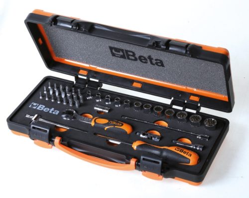 Beta 900U/C12M 39 részes készlet 12 multifunkciós dugókulcs készlet, 20 csavarhúzóbetét és 7 tartozék, puha habszivacs tálcában, fémdobozban