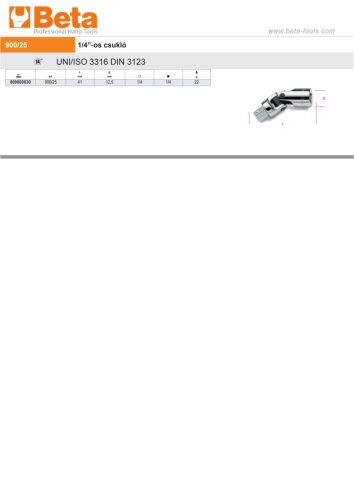 Beta 900/25 1/4”-os csukló