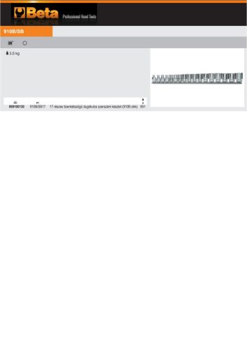 Beta 910B/SB17 17 részes tizenkétszögű dugókulcs szerszám készlet (910B)