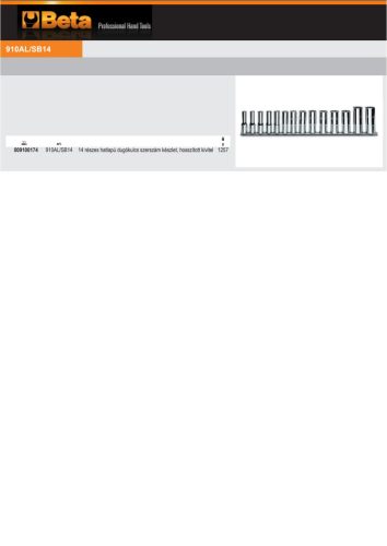 Beta 910AL/SB14 14 részes hatlapú dugókulcs szerszám készlet, hosszított kivitel (910AL) tartón