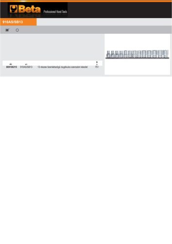 Beta 910AS/SB13 13 részes tizenkétszögű dugókulcs szerszám készlet (910AS) tartón