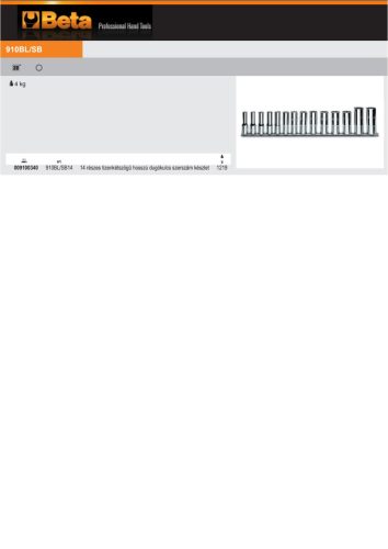 Beta 910BL/SB14 14 részes tizenkétszögű hosszú dugókulcs szerszám készlet (910BL) tartón