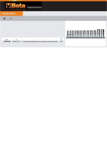 Beta 910ASL/SB12 12 részes tizenkétszögű hosszú dugókulcs szerszám készlet (910AS/L) tartón