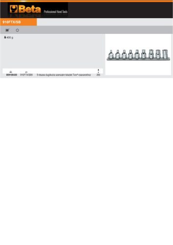 Beta 910FTX/SB9 9 részes dugókulcs szerszám készlet Torx®-csavarokhoz (910FTX) tartón
