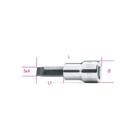   Beta 910LP 3/8" Csavarhúzó-Dugókulcs hasítottfejű csavarokhoz, krómozott, barnított fej 1x5,5mm