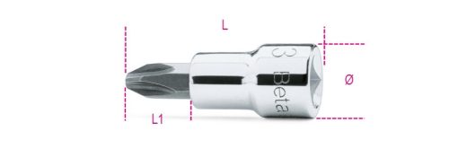 Beta 910PH 3/8" Csavarhúzó-Dugókulcs Phillips®-csavarokhoz, krómozott, barnított fej PH1