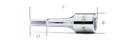 Beta 910ME 3/8”-os imbusz-Dugókulcs, krómozott 6mm