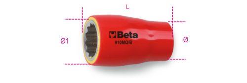 Beta 910MQ-B 3/8" Tizenkétszőgű dugókulcs, szigetelt 14mm