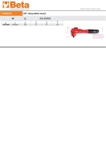 Beta 910MQ/55 3/8” irányváltós racsni szigetelt 1000V