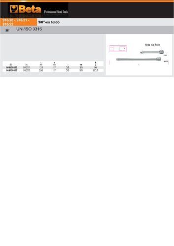 Beta 910/22 3/8”-os toldó 250mm