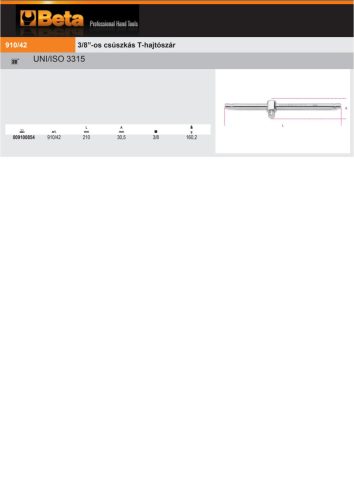 Beta 910/42 3/8”-os csúszkás T-hajtószár