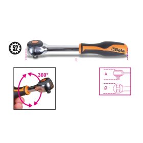 Beta 910/58 Irányváltós racsni 3/8" 52 fogú