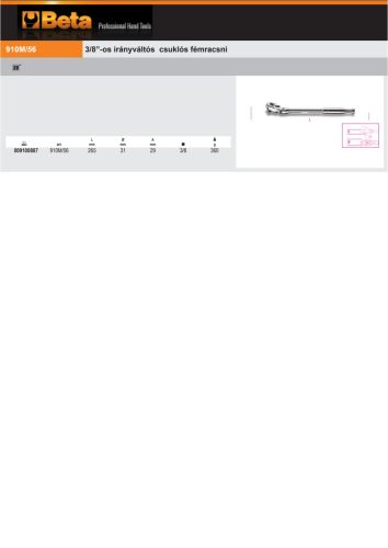 Beta 910M/56 3/8”-os irányváltós csuklós fémracsni