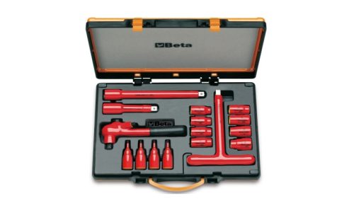 Beta 910MQ/C16 16 részes készlet 8 tizenkétszögű dugókulcs, 4 hatszögű dugókulcs és 4 tartozék szigetelt 1000V
