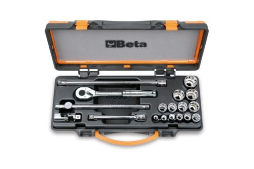 Beta 910AS/MBM-C18 18 részes készlet 13 db-os inch-es dugókulcs készlet 5 tartozékkal, fémdobozban