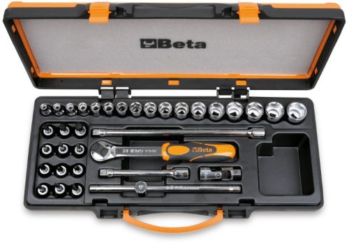Beta 910A/C29 34 részes készlet 17 dugókulcs 12 csavarhúzó-dugókulcs és 5 tartozék fémdobozban