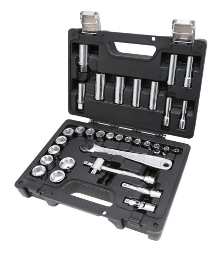 Beta BW 913E/C33 33 részes 3/8"-s készlet 28 hatlapfejű dugókulcs és 5 tartozék, műanyag táskában