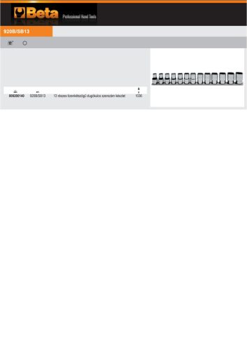 Beta 920B/SB13 13 részes tizenkétszögű dugókulcs szerszám készlet (920B) tartón