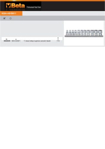 Beta 920A-AS/SB11 11 részes hatlapú dugókulcs szerszám készlet (920A/AS) tartón