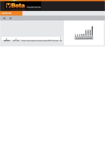 Beta 920PE/SB9 9 részes imbusz-dugókulcs szerszám készlet (920PE) tartón