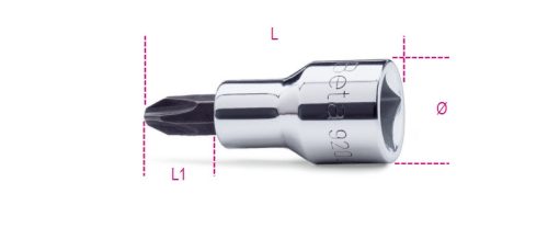 Beta 920PH 1/2" Csavarhúzó-Dugókulcs Phillips®-csavarokhoz, krómozott, barnított fej PH3