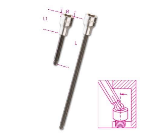 Beta 920BP 1/2" Hatlapú gömbfejű imbusz-Dugókulcs  8XLmm