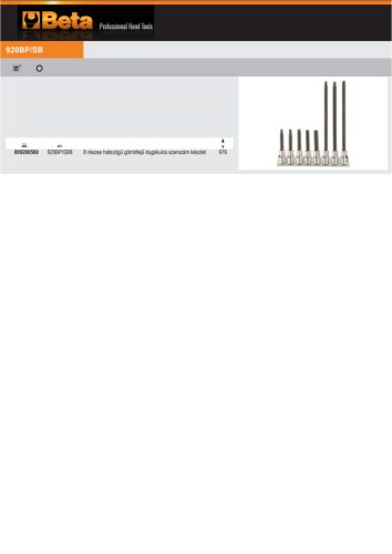 Beta 920BP/SB8 8 részes hatszögű gömbfejű dugókulcs szerszám készlet (920BP) tartón